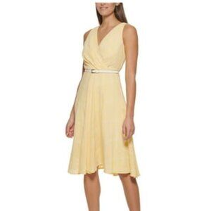 NWOT TOMMY HILFIGER Yellow Plaid Sleeveless Knee Length Shift  size 14 NO BELT